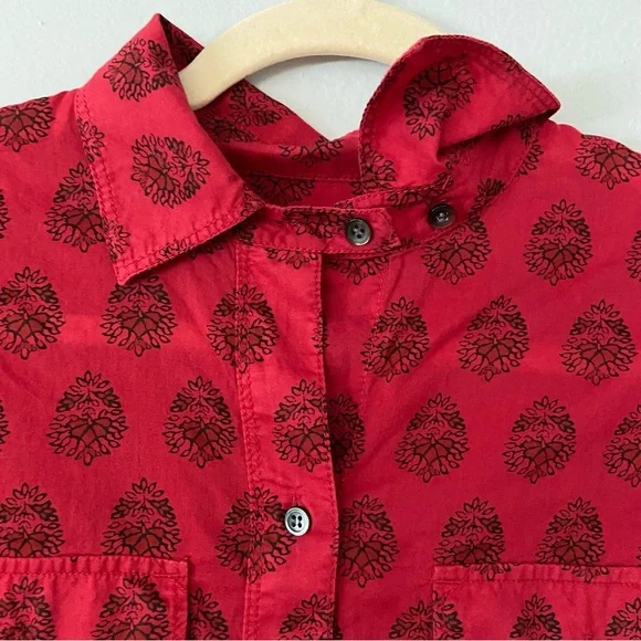 Madewell Ex-Boyfriend Red Leaf Paisley Button Down Shirt - Picture 5 of 10